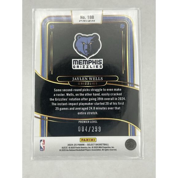2024-25 Panini Select - Premier Level Jaylen Wells #188 Light Blue Prizm /299 - Picture 2 of 2